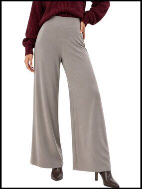 Summum Wide Leg Scuba Pants Taupe Beige High Rise L